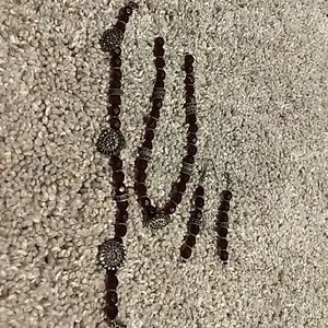 Antique necklace, bracelet, and earrings